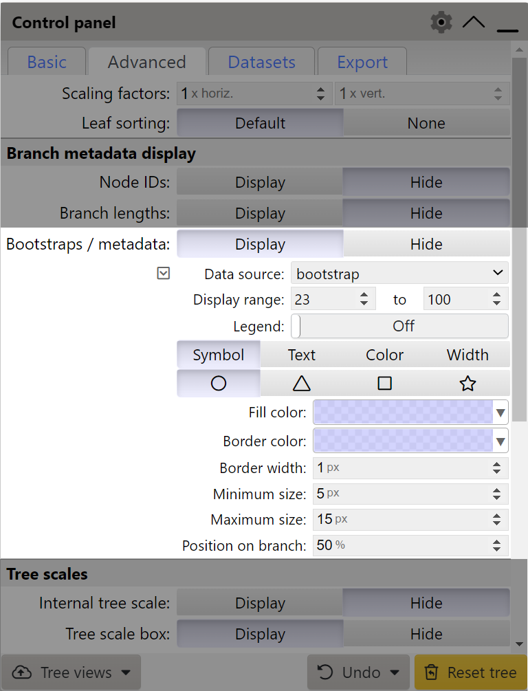 Bootstrap and other metadata display options