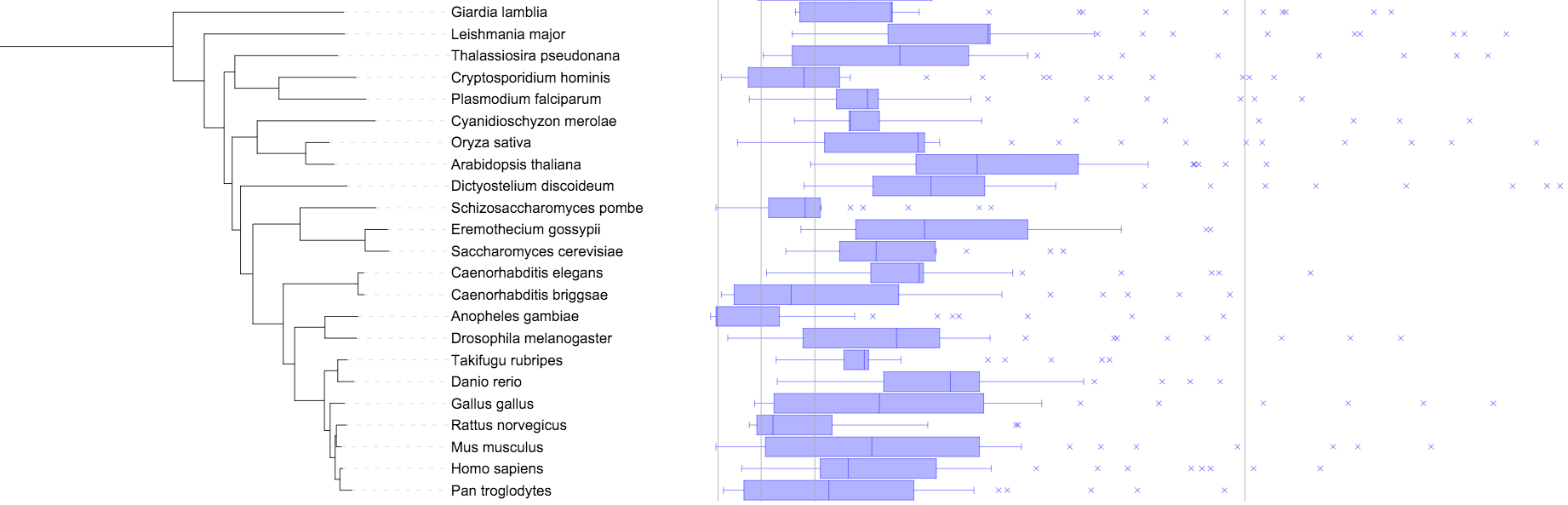 A boxplot dataset with a custom scale