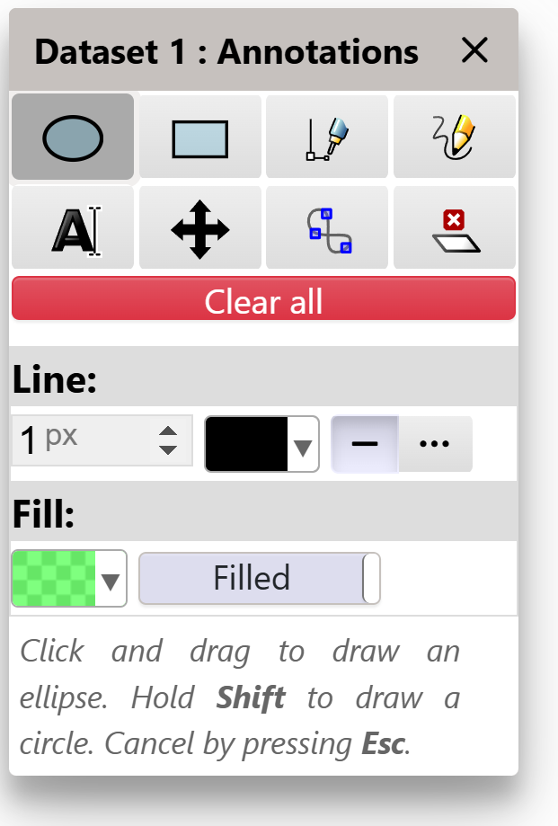 Manual annotation tool panel