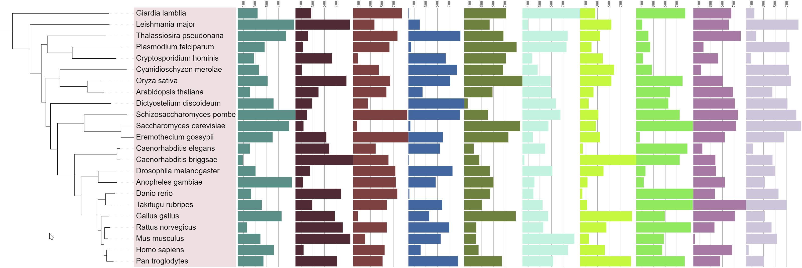 10 value bar chart dataset with aligned fields