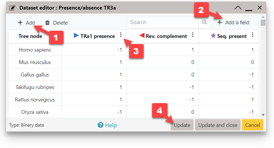 Web dataset editor interface